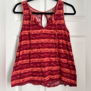 Striped Sleeveless Top - Red and Orange